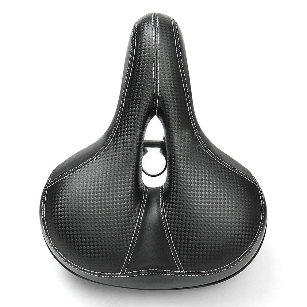 Black leather mountain bike saddle cushion for MTB cycling, practical replacement bicycle seat