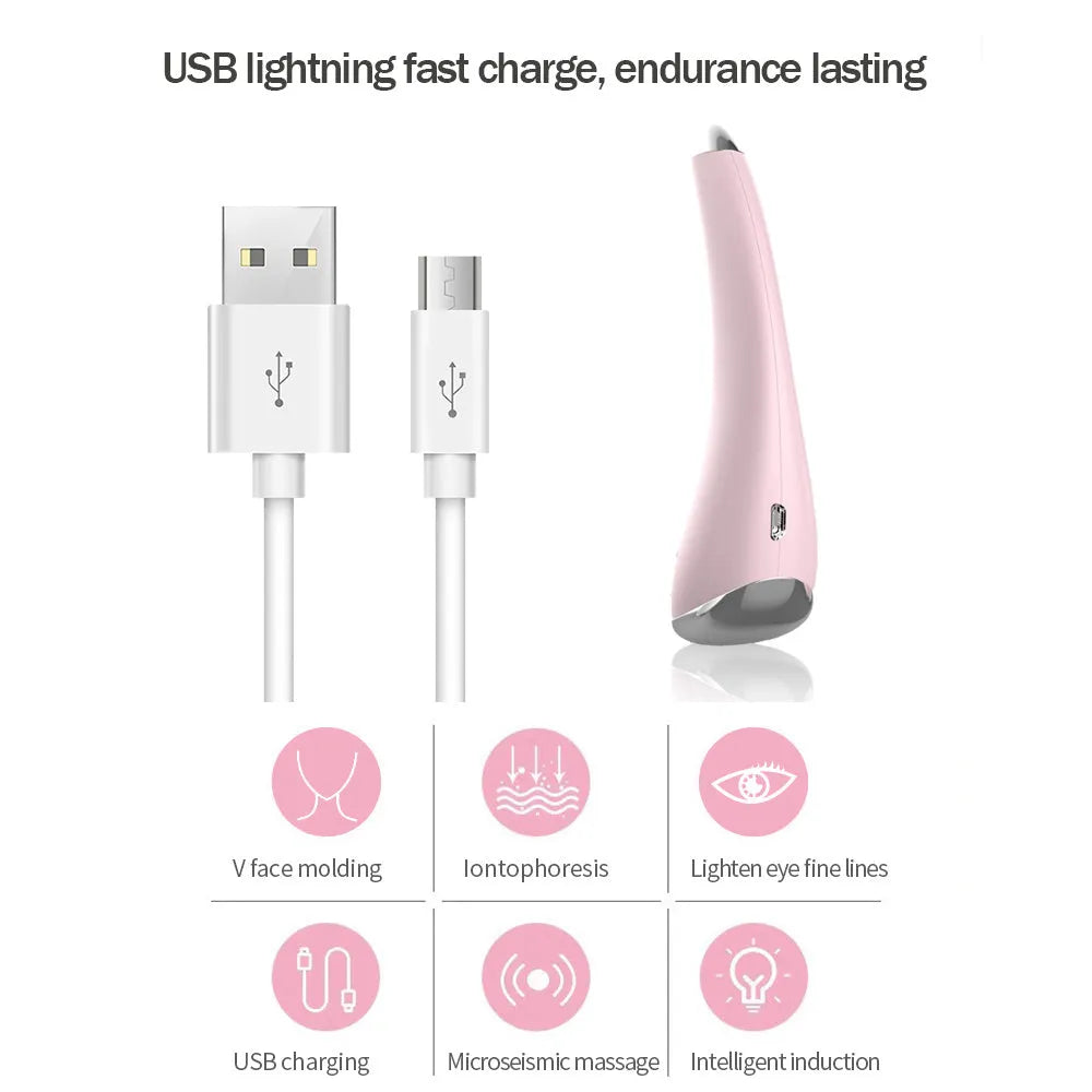 White multifunctional scraping beauty instrument with ergonomic handle, 130mm length, for face slimming and ionic therapy