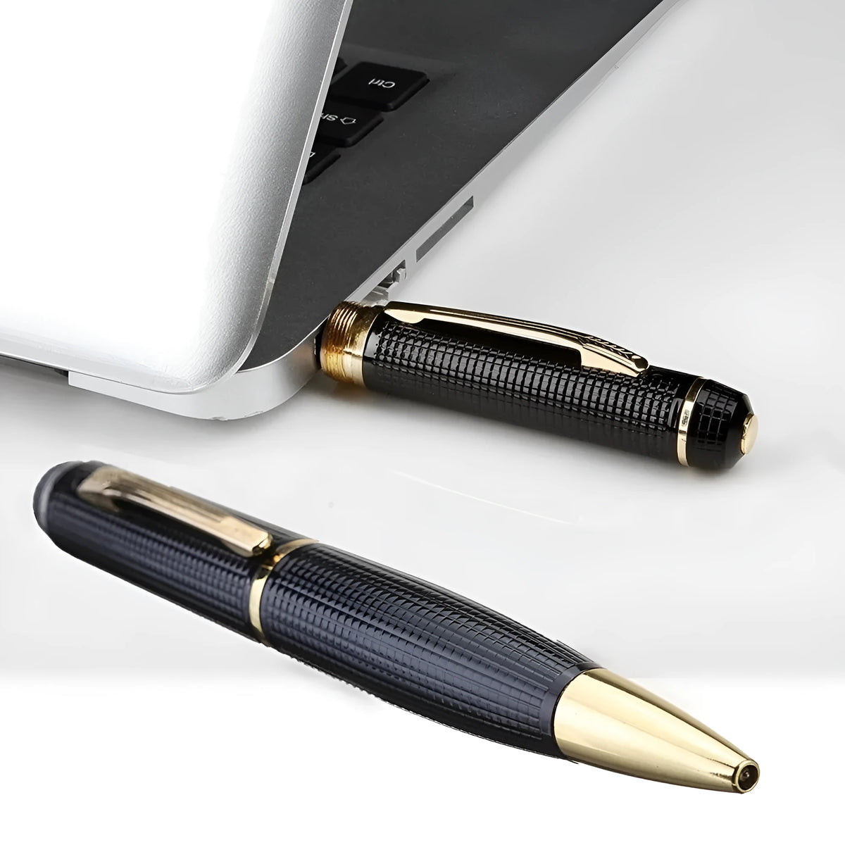 USB conference recorder pen in gold or grey, 53g, pen-style digital voice recorder without memory card