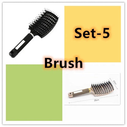 Detangling hairbrush with bristle and nylon teeth for effortless hair management and scalp massage