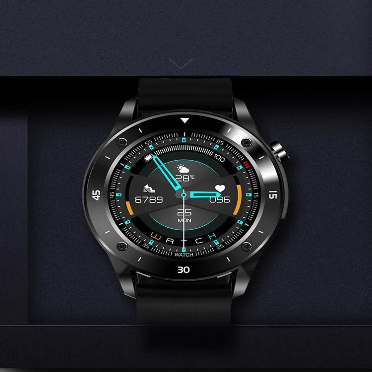 Black smartwatch with 1.54-inch screen compatible with iPhone and Android phones