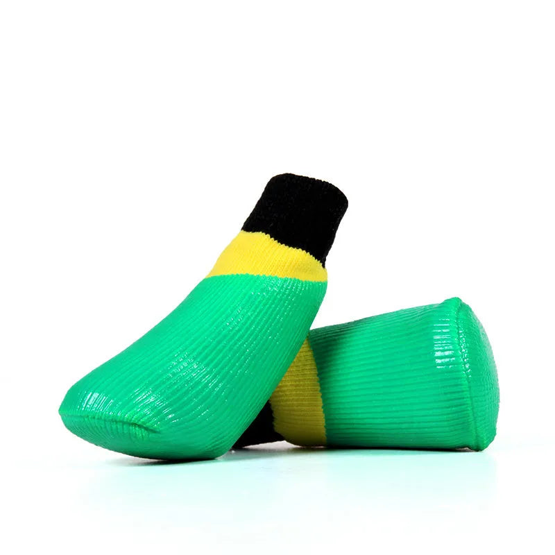 Waterproof non-slip dog socks for big dogs, 4PCS/set, rubber sole, elastic top, sizes 0-6