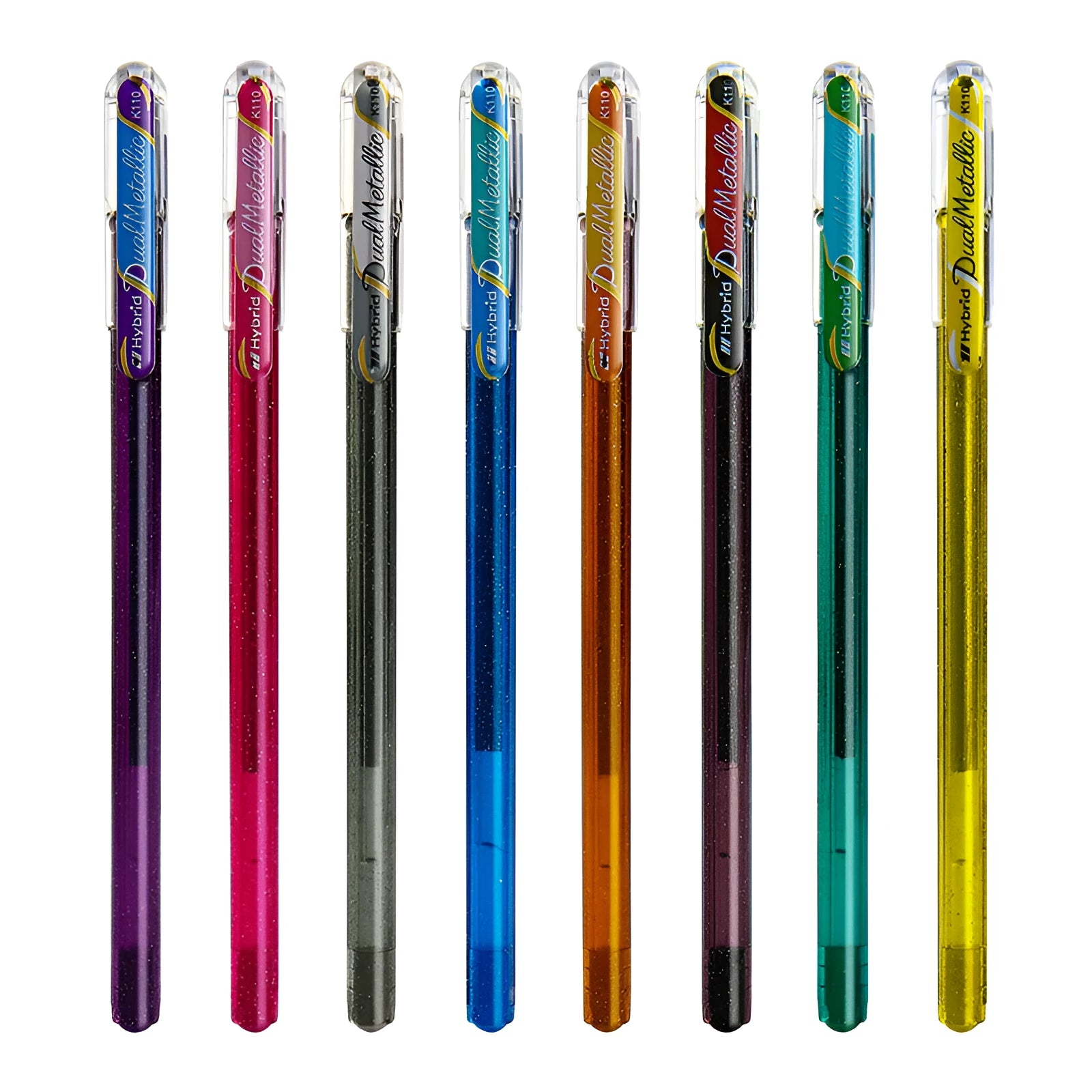 Flash K110 1.0mm gel pen with pearlescent glitter ink in eight colour options