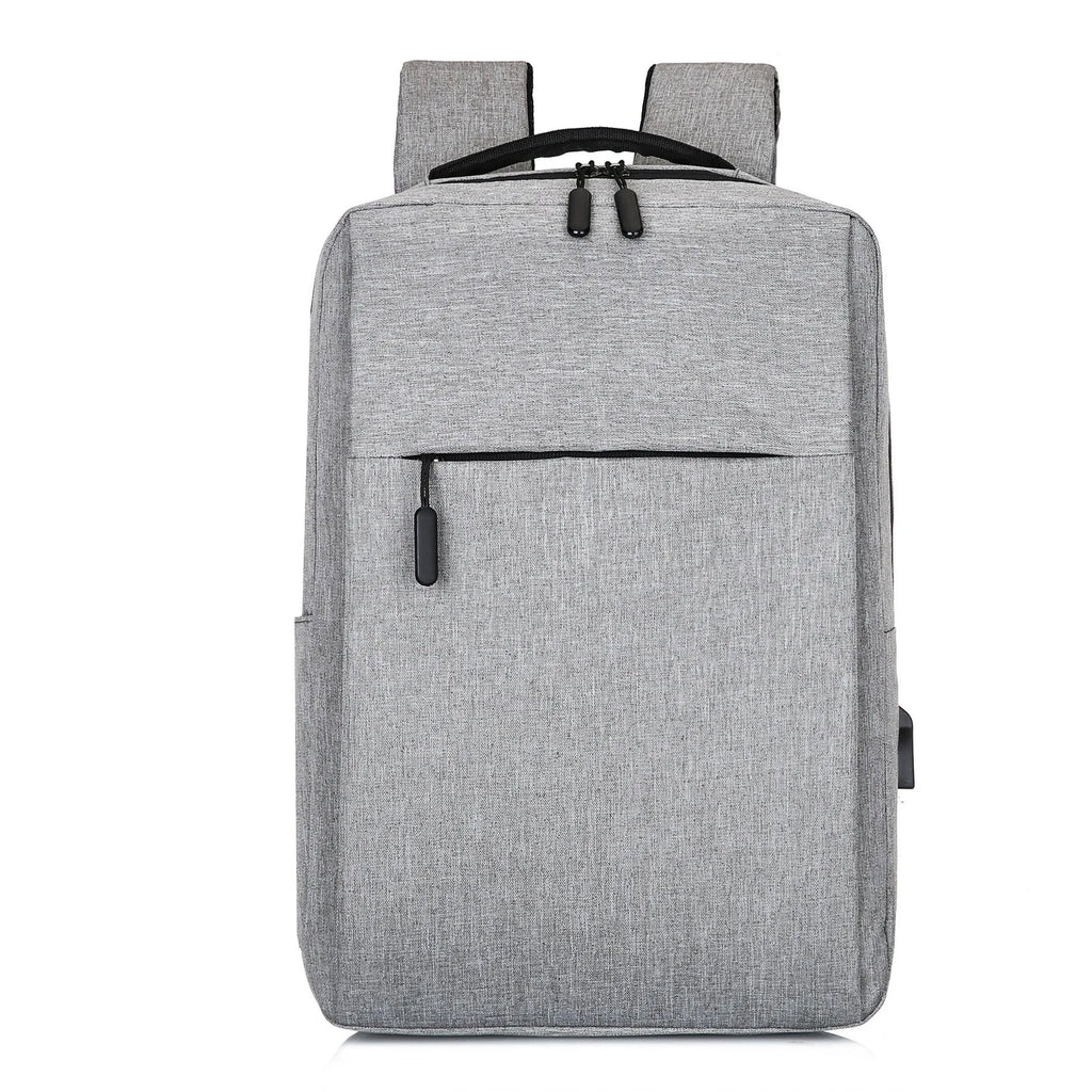 Black sports backpack with USB charging port showing curved shoulder straps and organisational compartments