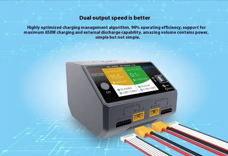 HOTA D6 Pro ACDC dual-channel smart charger with 200W AC and 650W DC power, colour Charger D6650W0