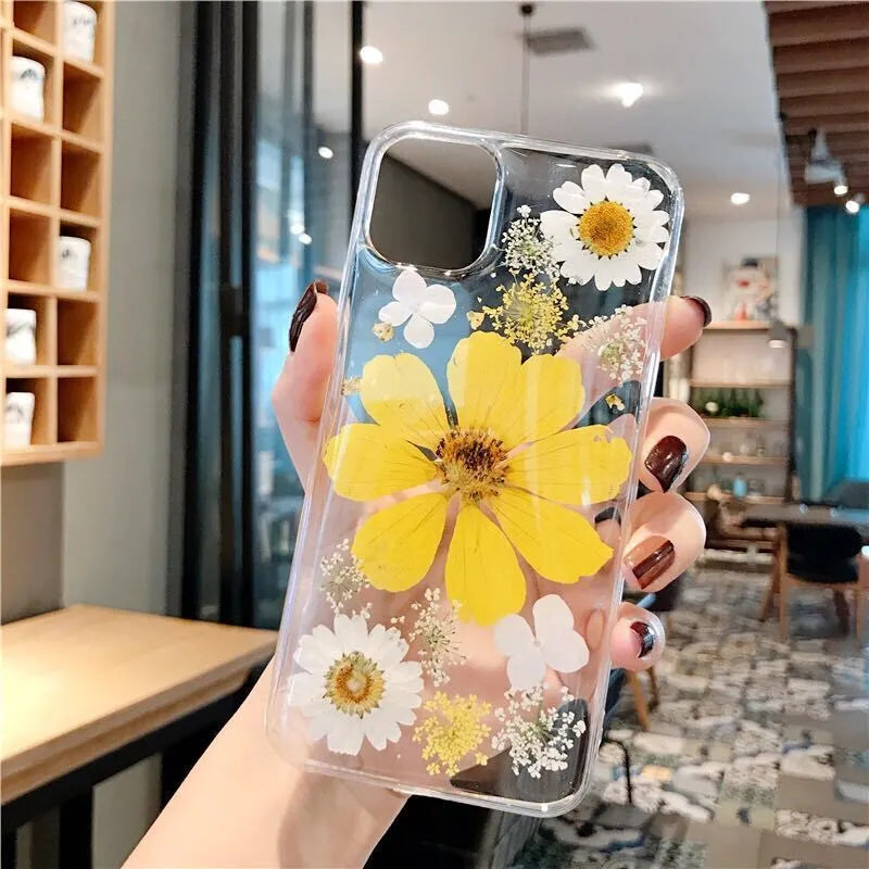 Floral TPU iPhone case with large pink flower design on iPhone 15 Pro