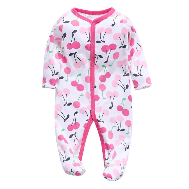 Cotton baby one-piece clothing with dinosaur print in blue and green colours