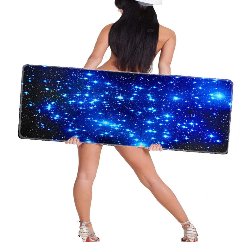 Blue star mouse pad with high-density fabric surface and natural rubber anti-skid base, available in multiple sizes