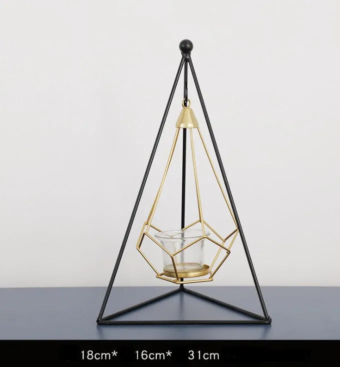 Iron candle holders for block candles in six Nordic styles: single, double, triple, triangle, rectangular.