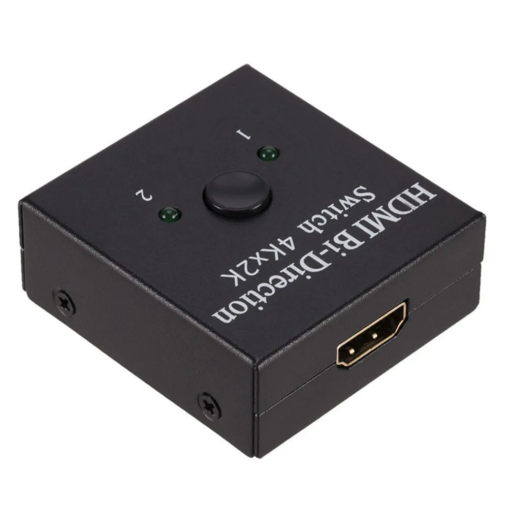 Black HDMI switcher 2 in 1 out HD 4K 2K expansion distributor with one-click switching