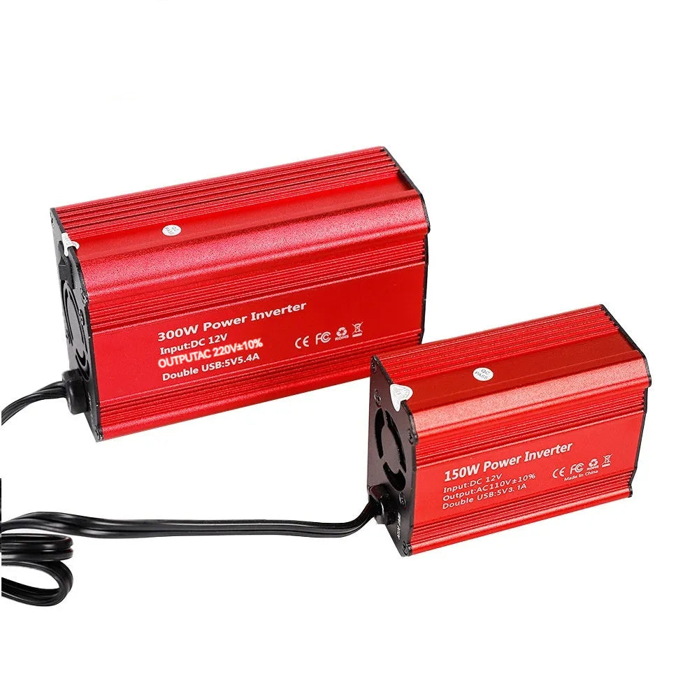 Modified wave car inverter 300W aluminium alloy shell FM300X with 5V USB output, 125 x 80 x 46mm