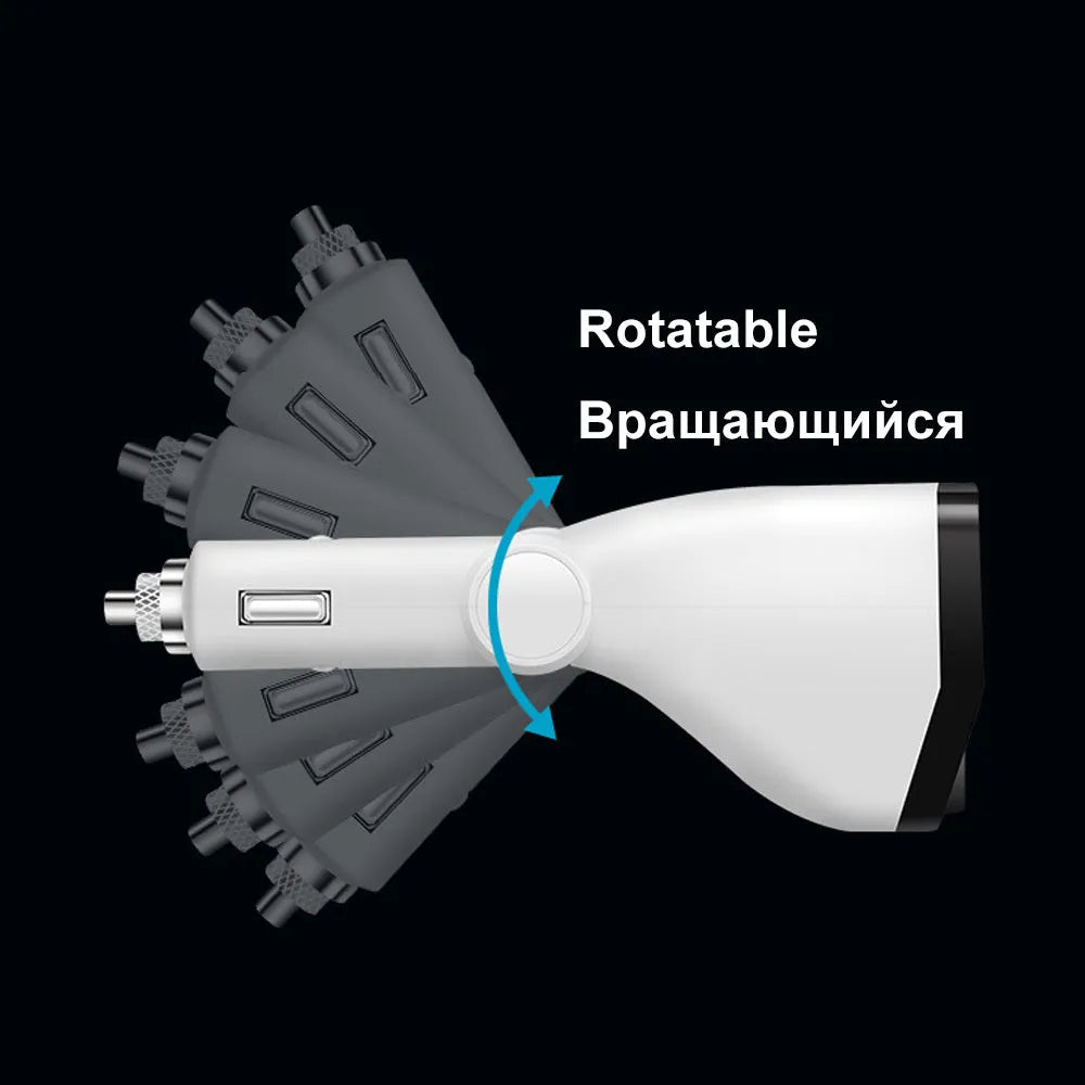 Accnic T2 white dual USB car charger with voltage display plugged into a vehicle socket