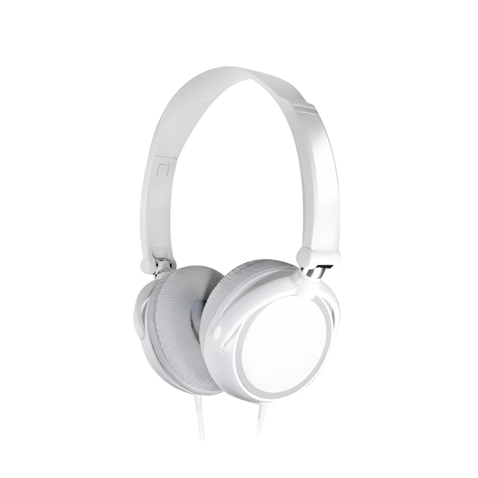 Portable over-ear wired headphones with folding design and adjustable headband in black, red or white colours