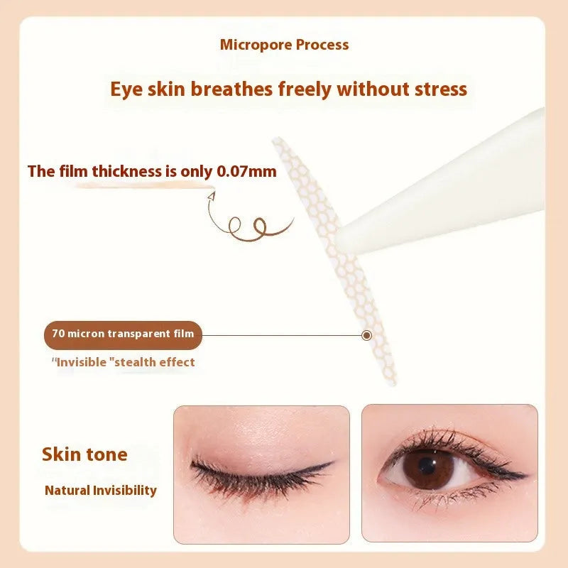 Roll of 120 invisible lace-textured double eyelid stickers in choice of Crescent or Olive shapes.
