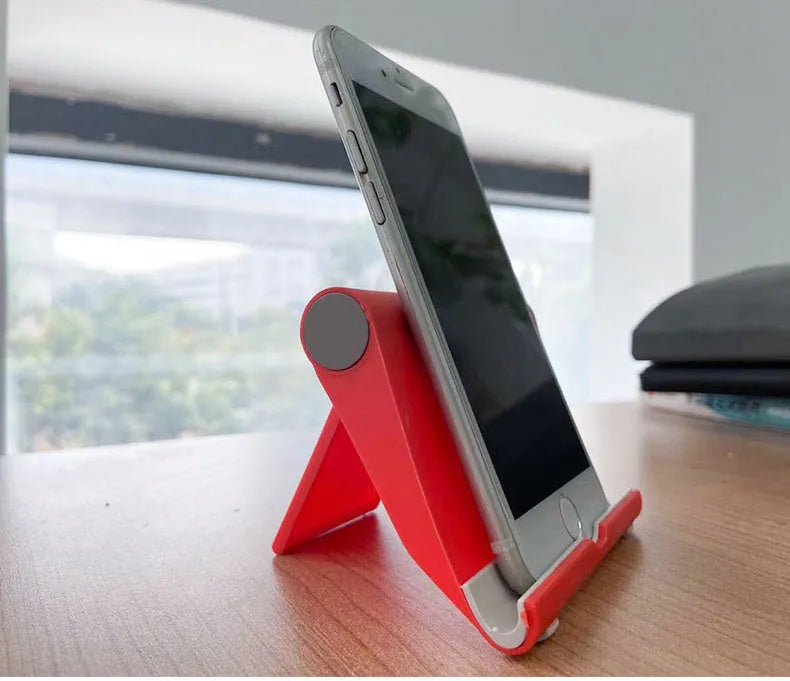 PE folding tablet and phone stand in black with multi-angle adjustment feature