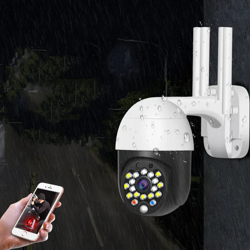 White plastic wireless dome security camera with 3.6mm lens for indoor and outdoor home surveillance