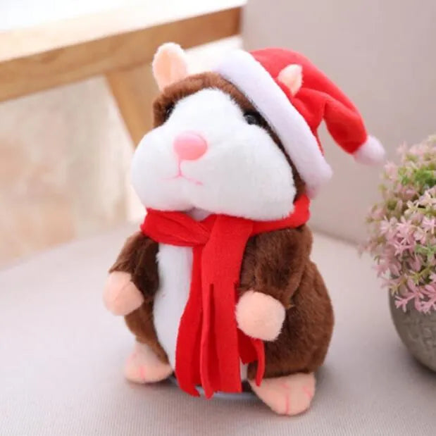 15 cm light brown talking hamster plush toy with head bobbing and voice repeat function