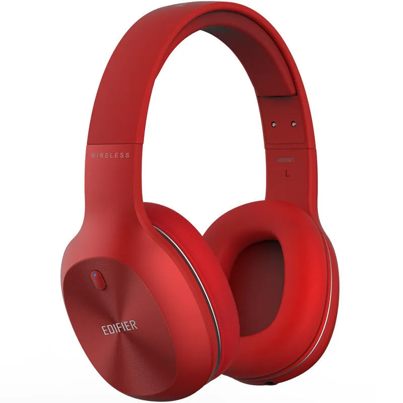 Black, red, and white Bluetooth sports headphones with over-ear design.