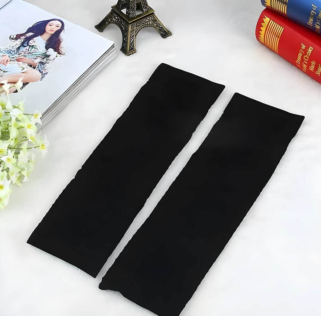Leg shaping belt in skin colour on a white background, nylon fabric calf-length fitness support