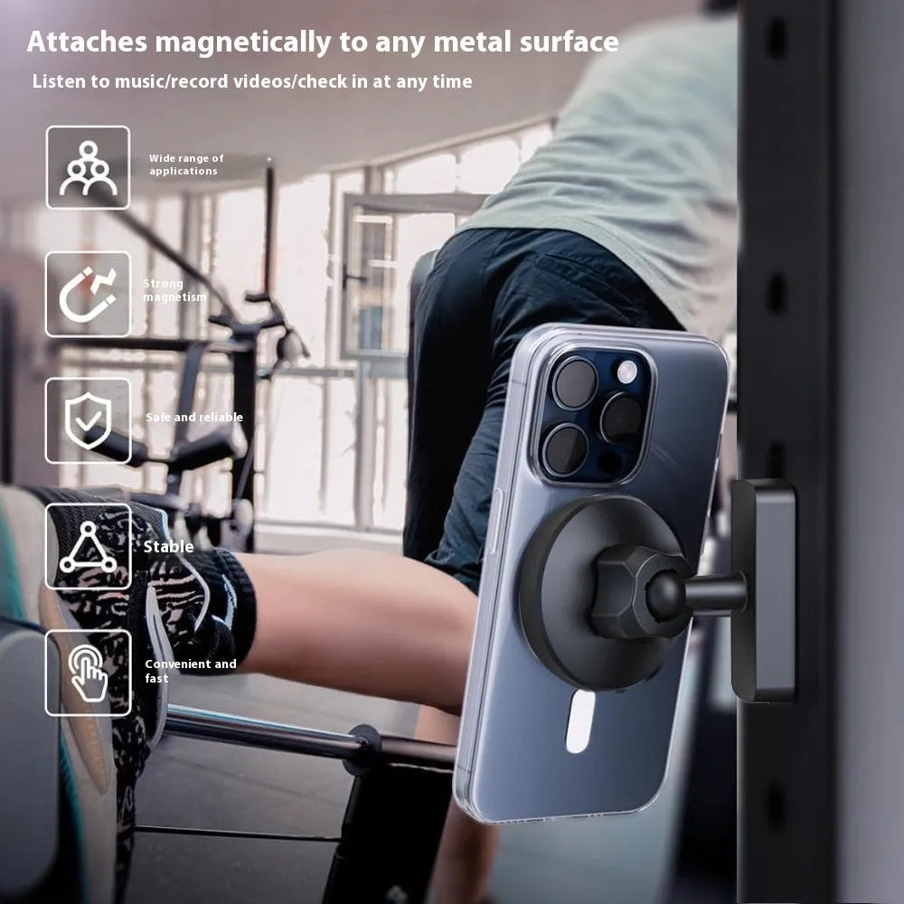 Magnetic mobile phone holder for car and gym with silicone bracket