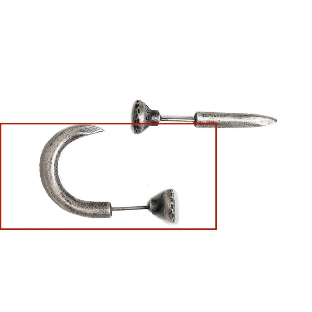 Sterling silver nail-shaped stud earrings with punk retro design
