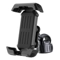 Black ABS bicycle handlebar phone mount with shock-absorbing knob for outdoor cycling navigation