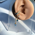 Ocean blue treasure ear clip in love heart shape with silver or gold plated alloy finish