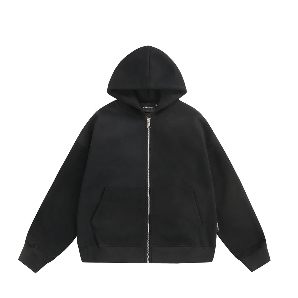 Solid colour cotton cardigan coat with back bag detail in loose fit