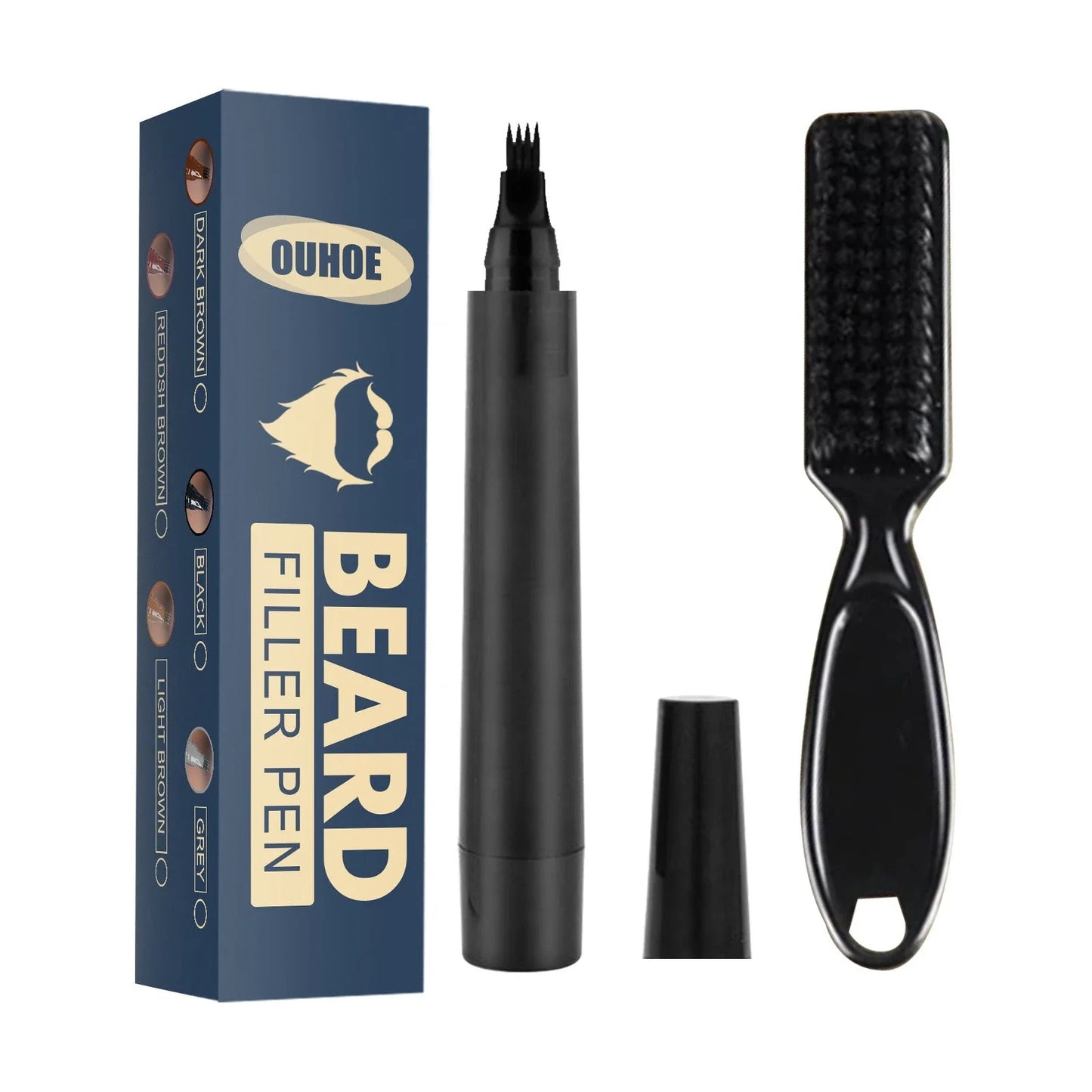 Premium beard filler pencil kit for precisely filling in patchy or thin facial hair for a perfectly contoured, natural-looking beard