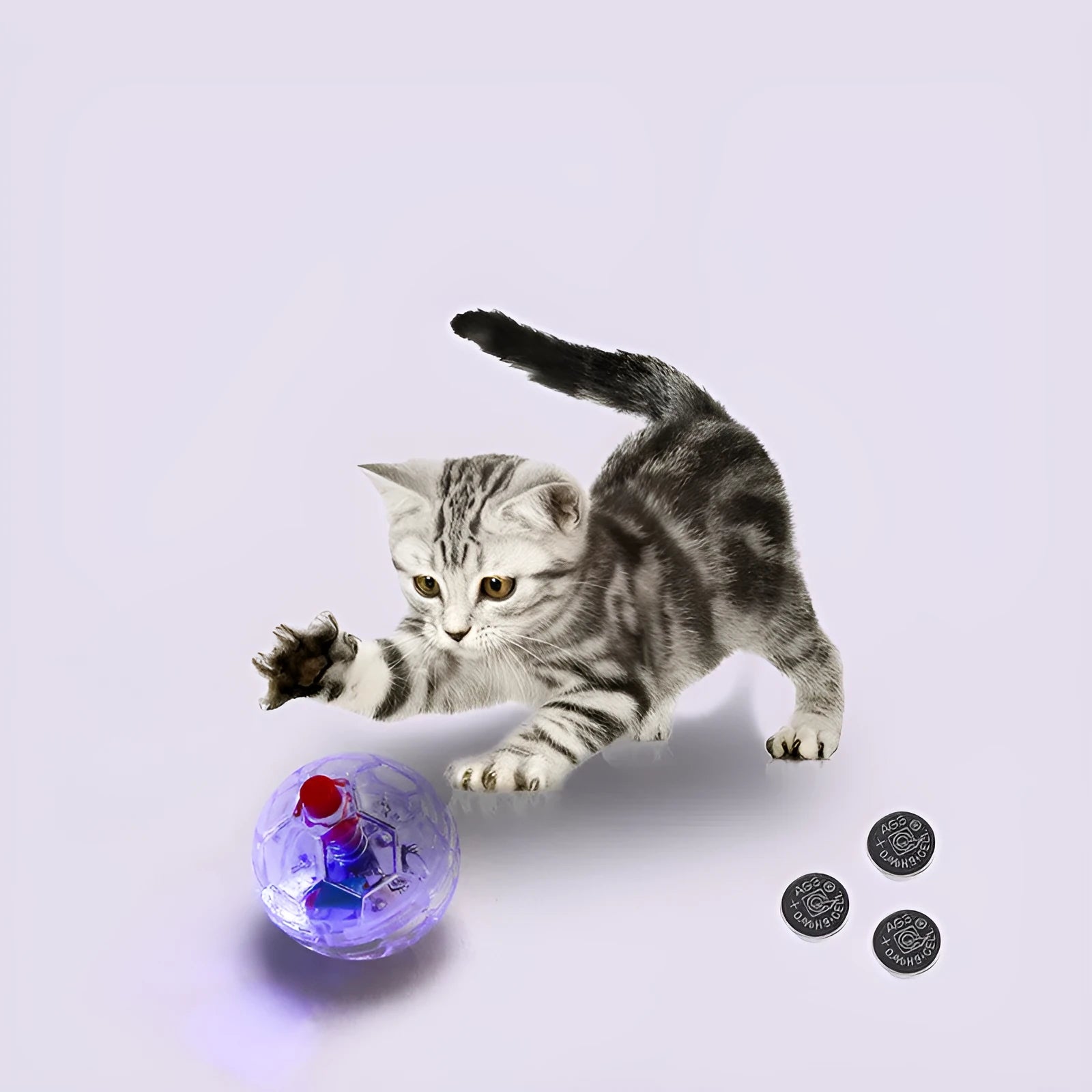 Glowing transparent plastic cat toy ball with card insertion button surface pet interactive fun