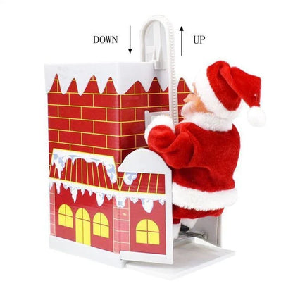 Magical Santa Claus decoration that climbs up and down a chimney, playing Christmas carols and creating a festive atmosphere