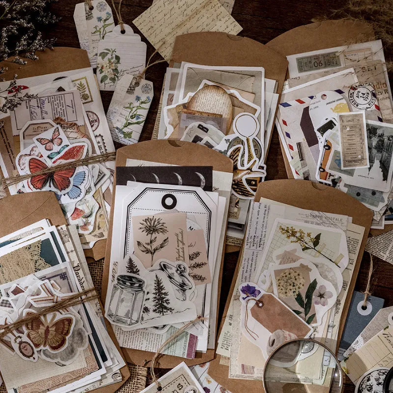 Retro room hand account material set with 6 styles 30 patterns and DIY pillow box packaging