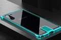Transparent tempered glass phone case with metal frame for Samsung Note 10, solid colour back, black blue green pink red