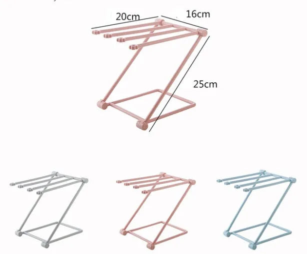 Foldable plastic dishcloth shelf in Nordic style colours with punch-free installation for kitchen organisation