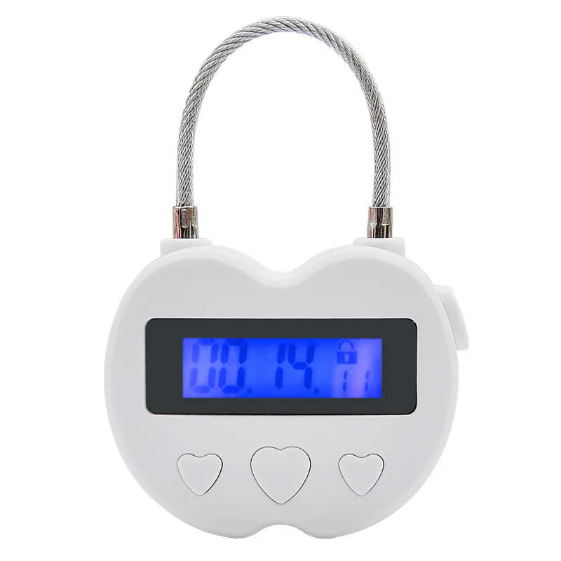 Anti-addiction countdown timer electronic lock in black with ABS body and wire rope