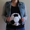 White round collar maternity T-shirt with fun hand print pattern on front