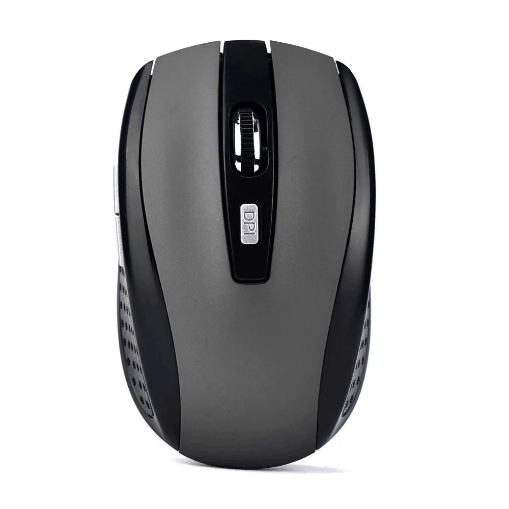 Matte wireless optical mouse in black, blue or silver grey with 2.4GHz USB connection, 1200dpi sensor and four-way wheel
