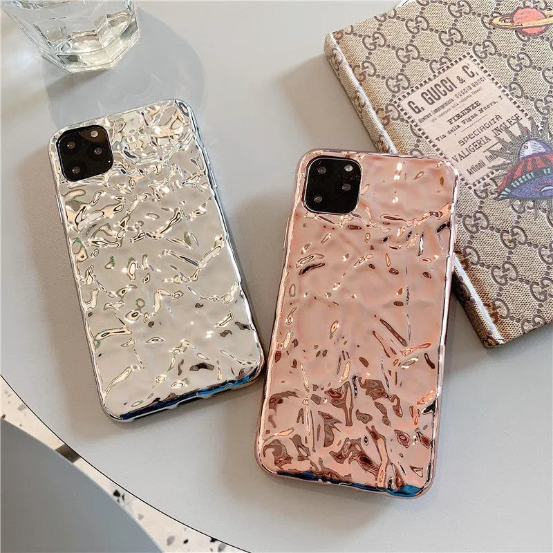 Electroplated TPU iPhone case in rose gold and silver colours showing back cover design