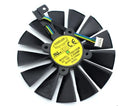 EVERFLOW T129215SM GPU graphics card replacement cooling fan showing dimensions and 4-pin connector.
