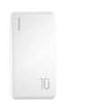 Ultra-thin 10000mAh power bank in black with multi-U port output on a white background