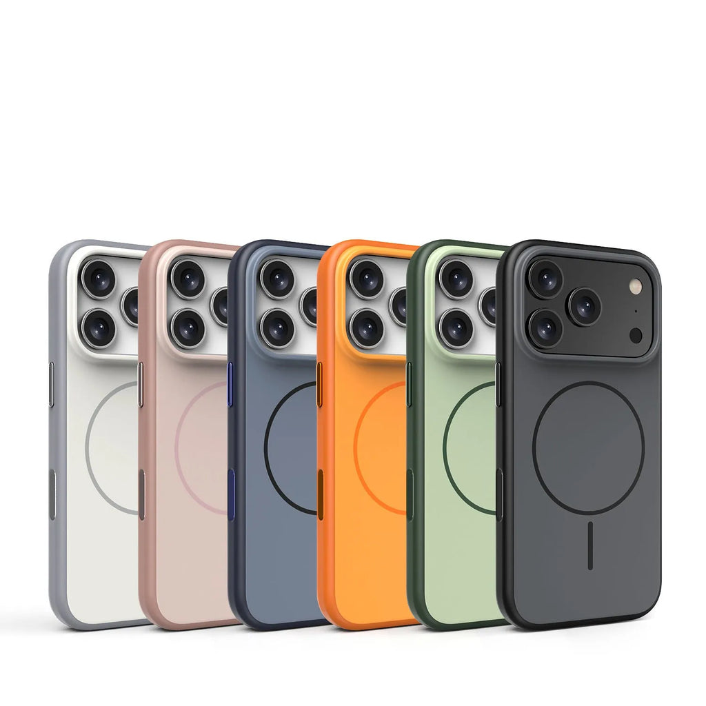 Frosted matte magnetic protective case for iPhone 17 smartphone in various colours