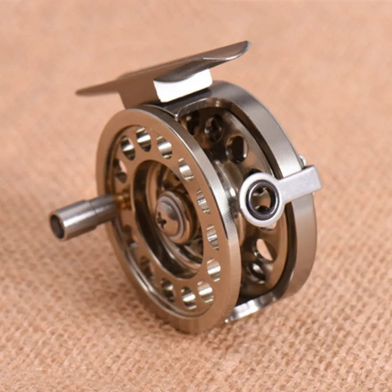 Silver aluminium alloy front round rock rod wheel with brake handle and perforated wheel body