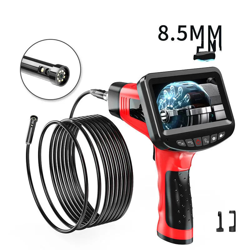 8.5mm diameter dual-lens endoscope camera with choice of flexible snake pipe or rigid hard wire cable.