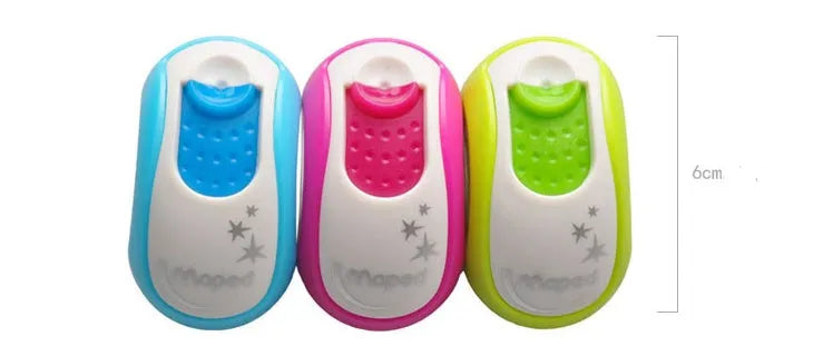Single hole pencil sharpener with double hole design for normal and thick pencils in assorted colours
