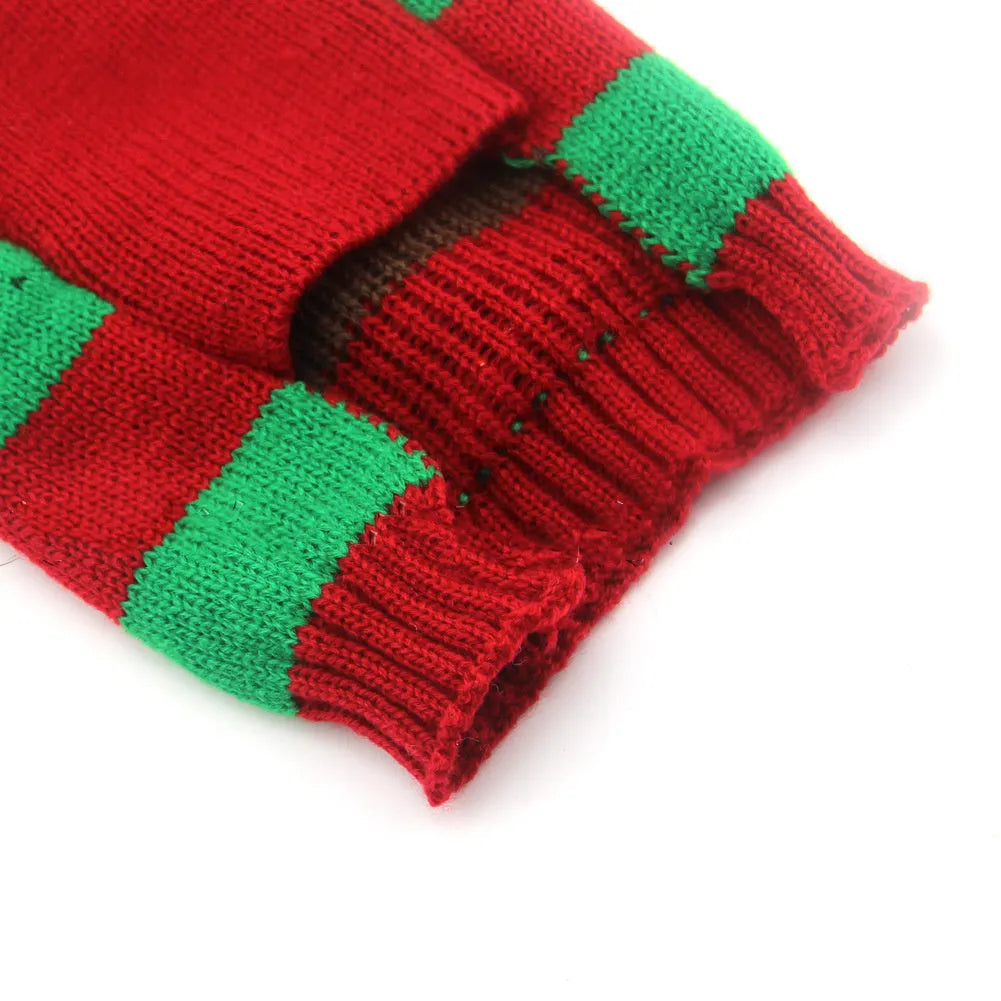 Acrylic Christmas pet sweater for cats and dogs in black and red, sizes XXS to XXL