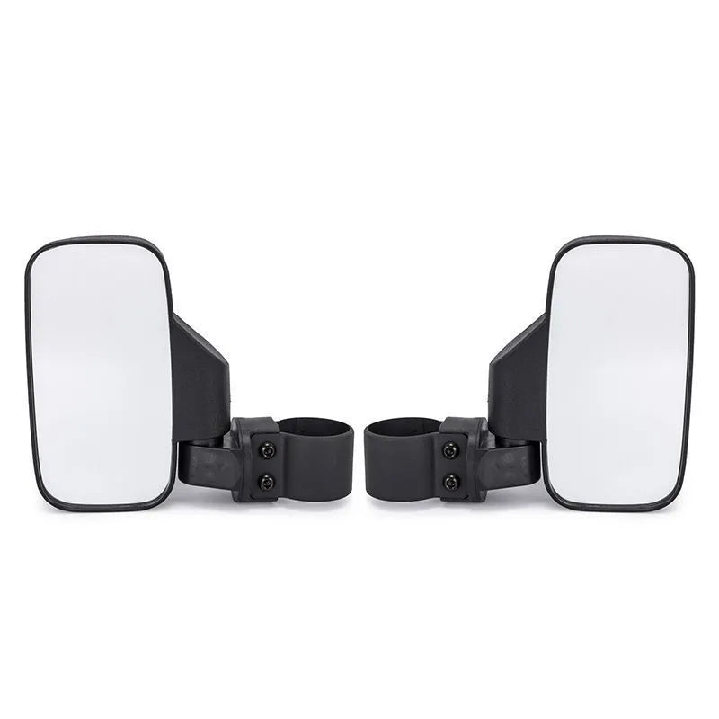 Pair of black universal rearview mirrors for UTV and ATV in plastic and glass, independent packaging