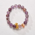 Purple ghost jade crystal bracelet with nine purple charm and animal zodiac modelling