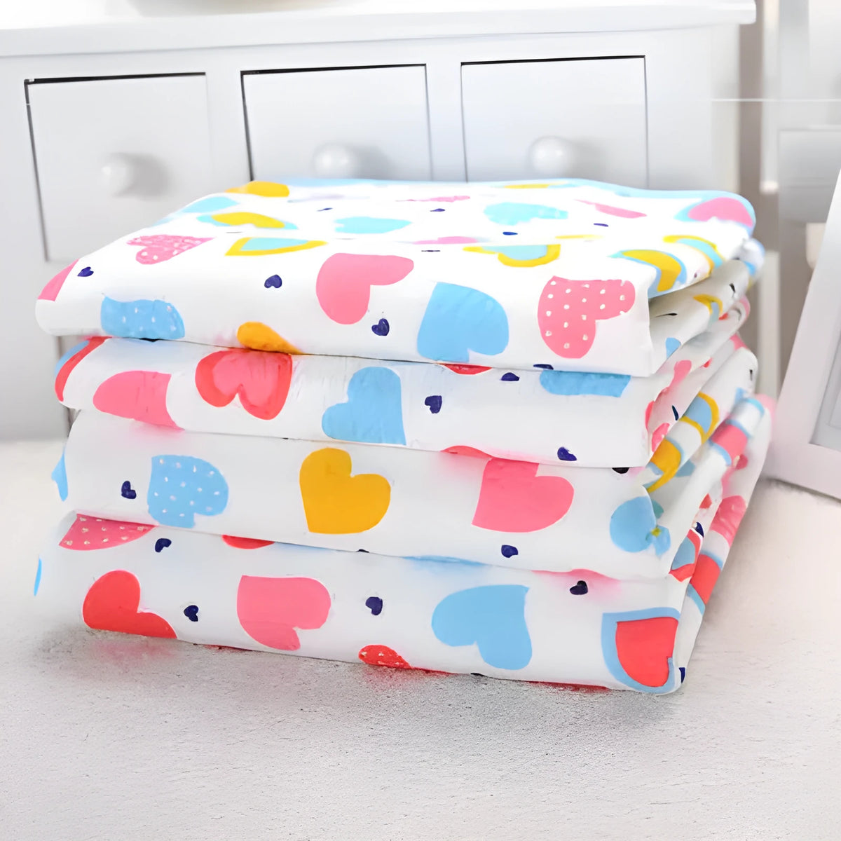 Ecological cotton maternity baby diaper pad in blue, pink, and yellow colour options, sizes 30x45cm to 80x100cm