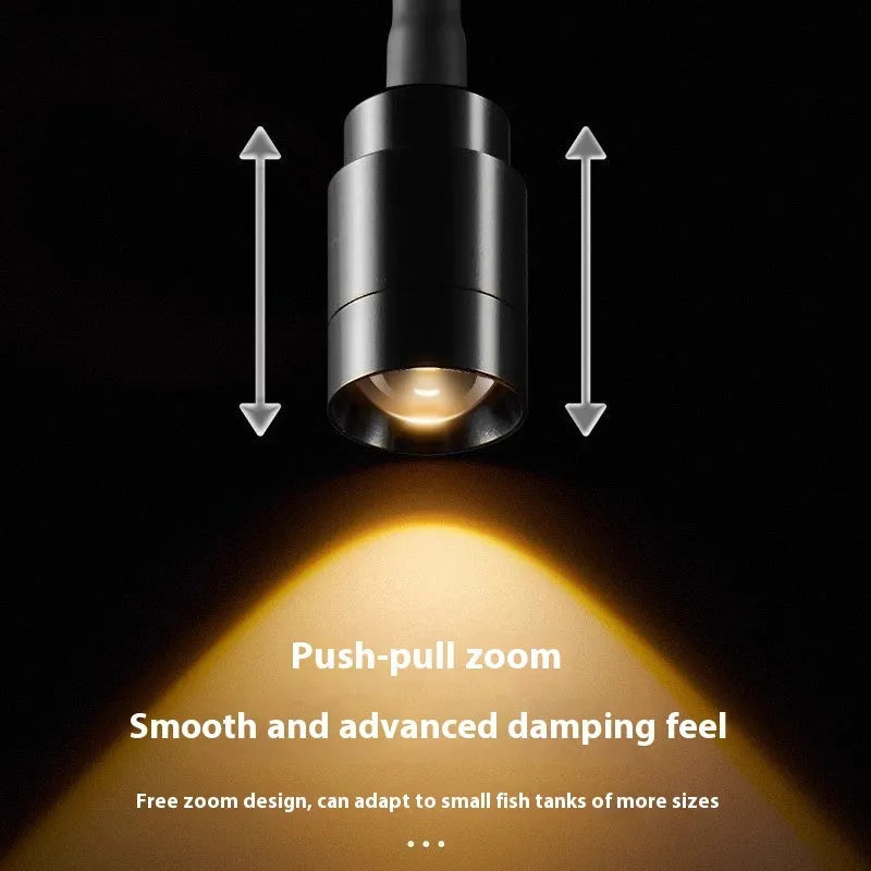 Mini LED aquarium light for small fish bowls with clip attachment and 3W power rating