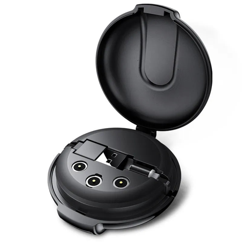 Black 3-in-1 magnetic retractable phone charger and car holder with extended cable
